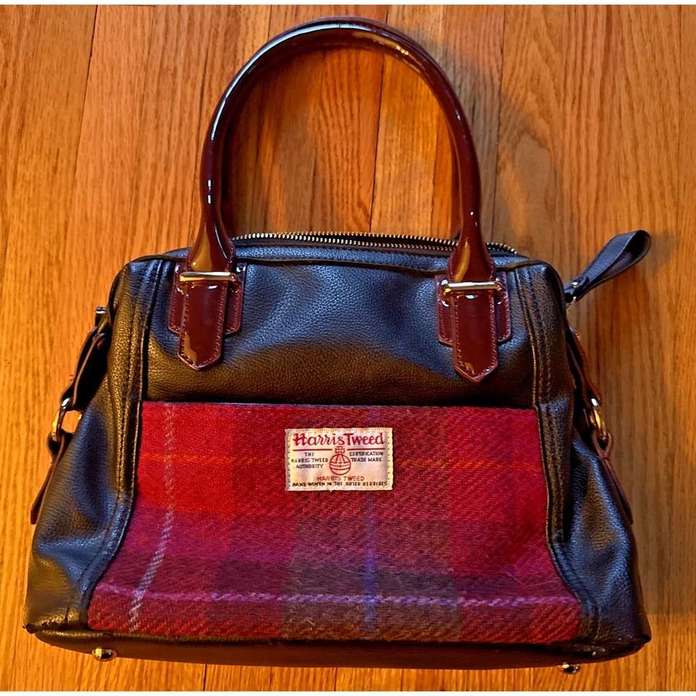Glen Appin Harris Tweed Cassidy Handbag Black Watch Tartan Tote Wool Purse